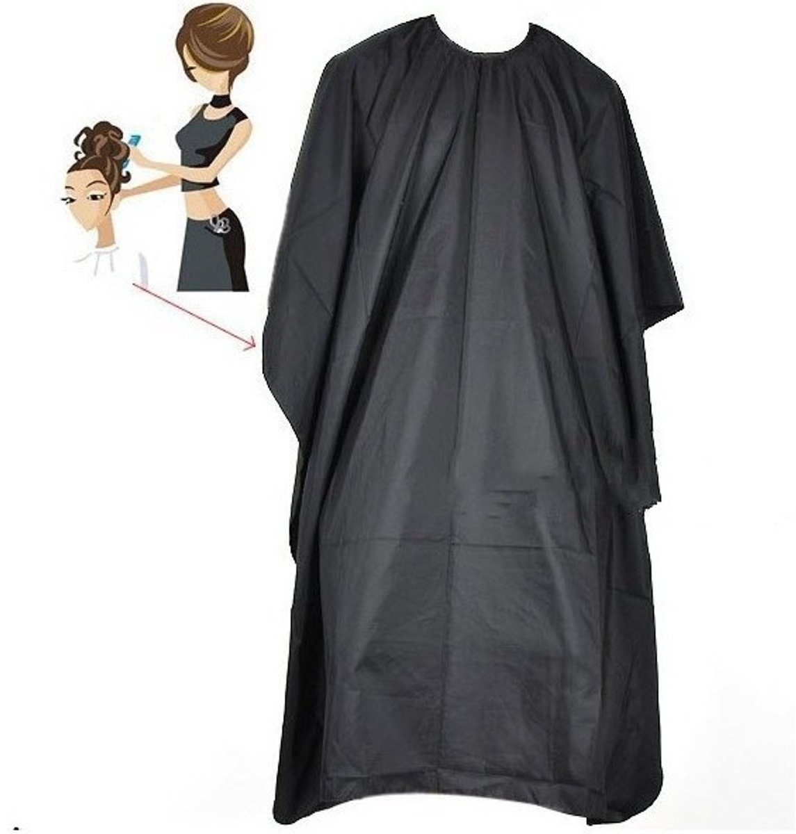 kappersmantel - Kappersschort - Polyester - Zwart