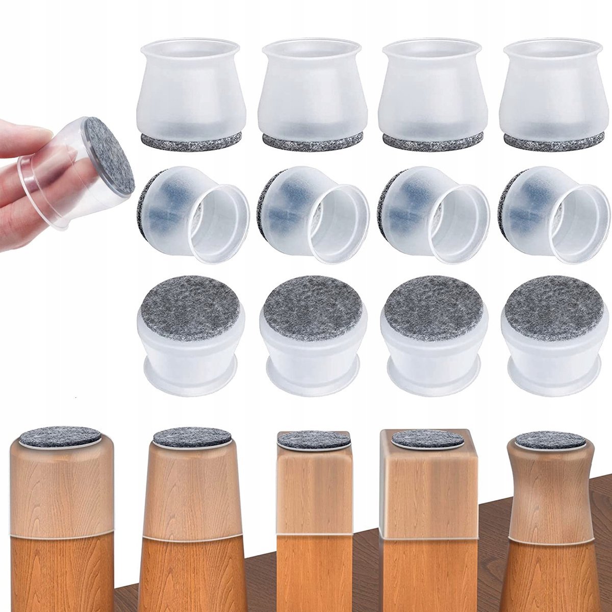 20 x vilten siliconen tafel- en stoelbeschermers - Silicone stoelbeschermers - krasbestendige, antislip poten - geschikt voor vloeren