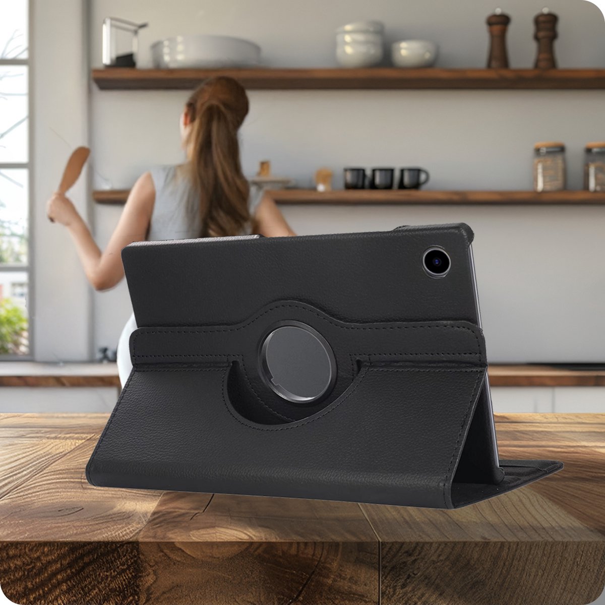 Hoesje - Geschikt voor Samsung Galaxy Tab A11 Plus - 360 Graden Draaibare Hard Cover Case - Tablet Hoes Draaibaar - Zwart — afbeelding 4