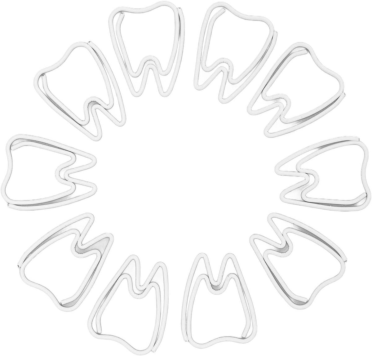 100 Stuks Schattige Tandvormige Paperclips - RVS Gegalvaniseerd Metaal Kleine Cartoon Paperclips - Decoratieve Bladwijzers Pagina Markeerders Benodigdheden voor Kantoor School Bruiloft