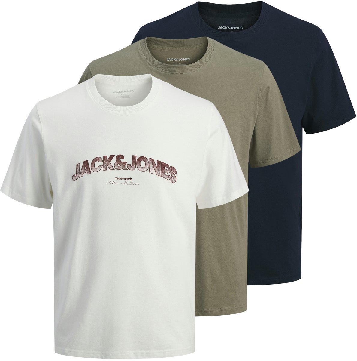 JACK & JONES PLUS - JJAVERY TEE SS CREW NECK 3PK MP PLS Heren T-shirt