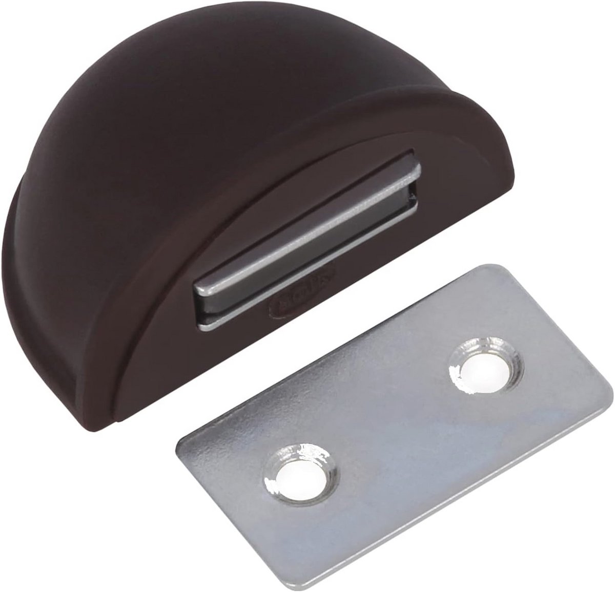 Magnetische Deurstopper voor Doorgangsdeuren - Vloerbevestiging - Bruin - 48 x 25 mm