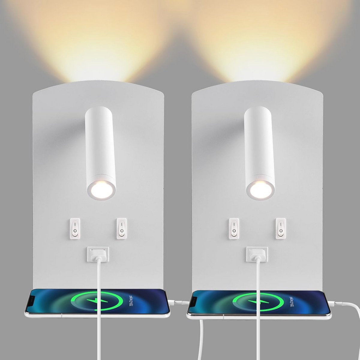 Verstelbare LED Wandlamp met Telefonerblad en USB Oplaadfunctie - Warm Licht Leeslamp for Hal en Slaapkamer