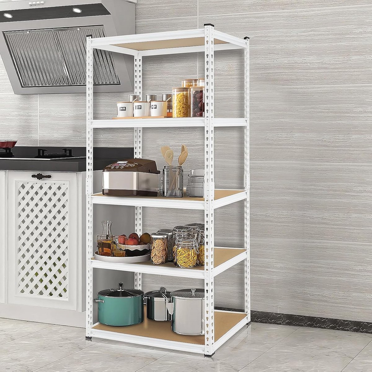 Verstelbaar opbergrek voor zware lasten - 90 x 40 x 183 cm, max. 750 kg, robuuste metalen constructie voor garage en keuken