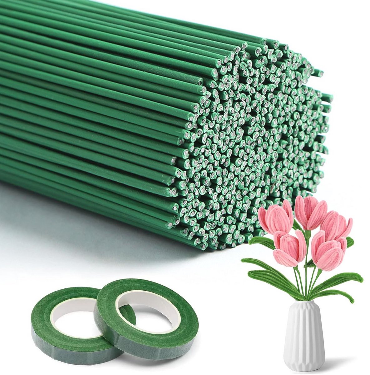 200 Stuks Groene Bloem Draad voor Knutselen - 30cm Lange Florist Draad voor Wreaths en Boeken