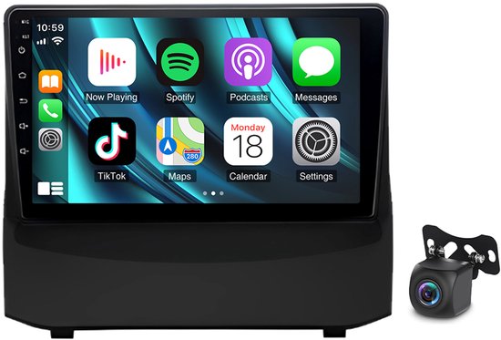9 Inch 2 Din Auto Radio Android 13 Met Compatible Carplay - GPS Voor Ford Fiesta 2009-2014 | 2GB+32GB Bluetooth 4.0 AHD Camera FM/RDS Aftermarket