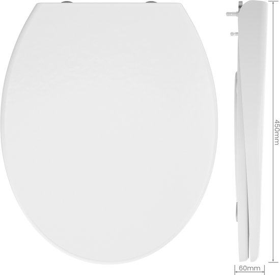 DERW MAX Abattant WC en forme de O - Abattant WC avec couvercle - Antibacterieel - Fermeture en douceur - Fonction Easy Clean - Duroplast Wit