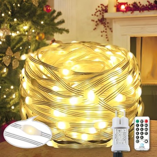kefflum Led-Lichtslang Voor Buiten, 14 Meter Lichtstrip 504 Leds, Waterdicht, Voor Binnen en Buiten Voor Kerstmis Hek Dak Decoratieve Verlichting, Ip65, Warm Wit