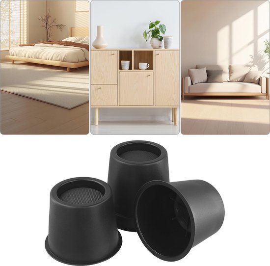 4 Stuks Bedverhogers 10 cm - Robuuste Ronde Meubelverhogers Tot 990 kg voor Bed, Bank, Bureau, Stoel, Koelkast van Merkloos — afbeelding 3