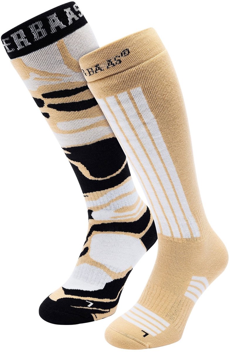 POEDERBAAS ski socks 2pack Skikousen heren Zand Zwart