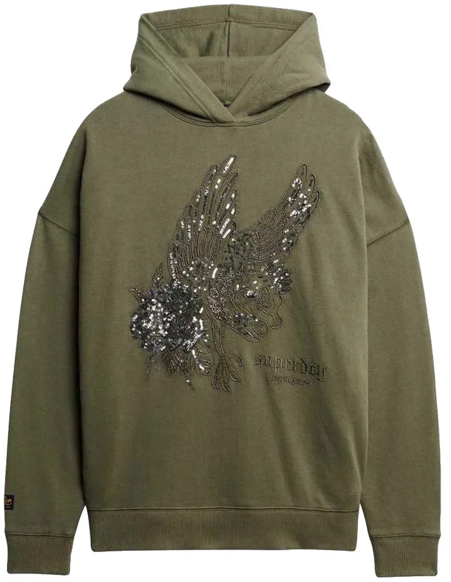 Superdry Oversized hoodie met tattoo Dames Hoodies Groen