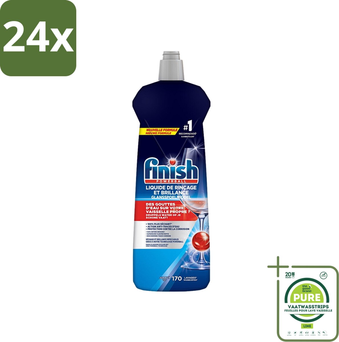 Finish – Glansspoelmiddel – Citroen – 800 ml - Voordeelverpakking - 24 stuks - Glansmiddel - Vaatwasser