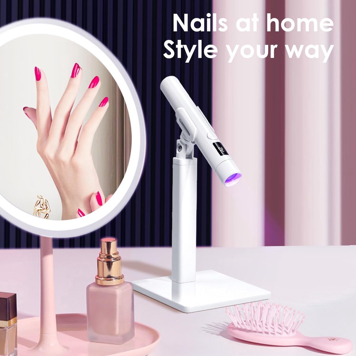 Mini-UV Lamp Gelnagels - Nagellamp LED UV voor Gellak - Nagel Lamp voor Gel Nagellak - Oplaadbare draagbare UV-nagellamp - met magnetische standaard - Flitslamp, snel uithardend - Wit — cadeau in Verzorging - foto 5