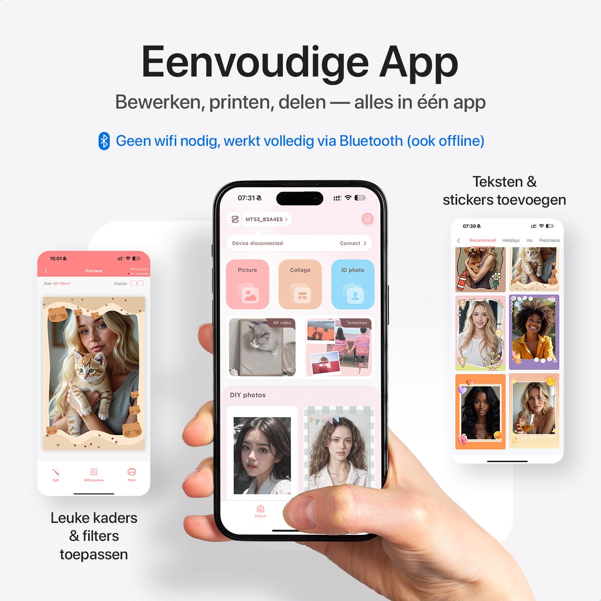 mini HD Foto Printer met App - Bluetooth Kleur Fotoprinter - Mobiele Pocket Printer voor Smartphone - 5 x 7,6cm — afbeelding 4