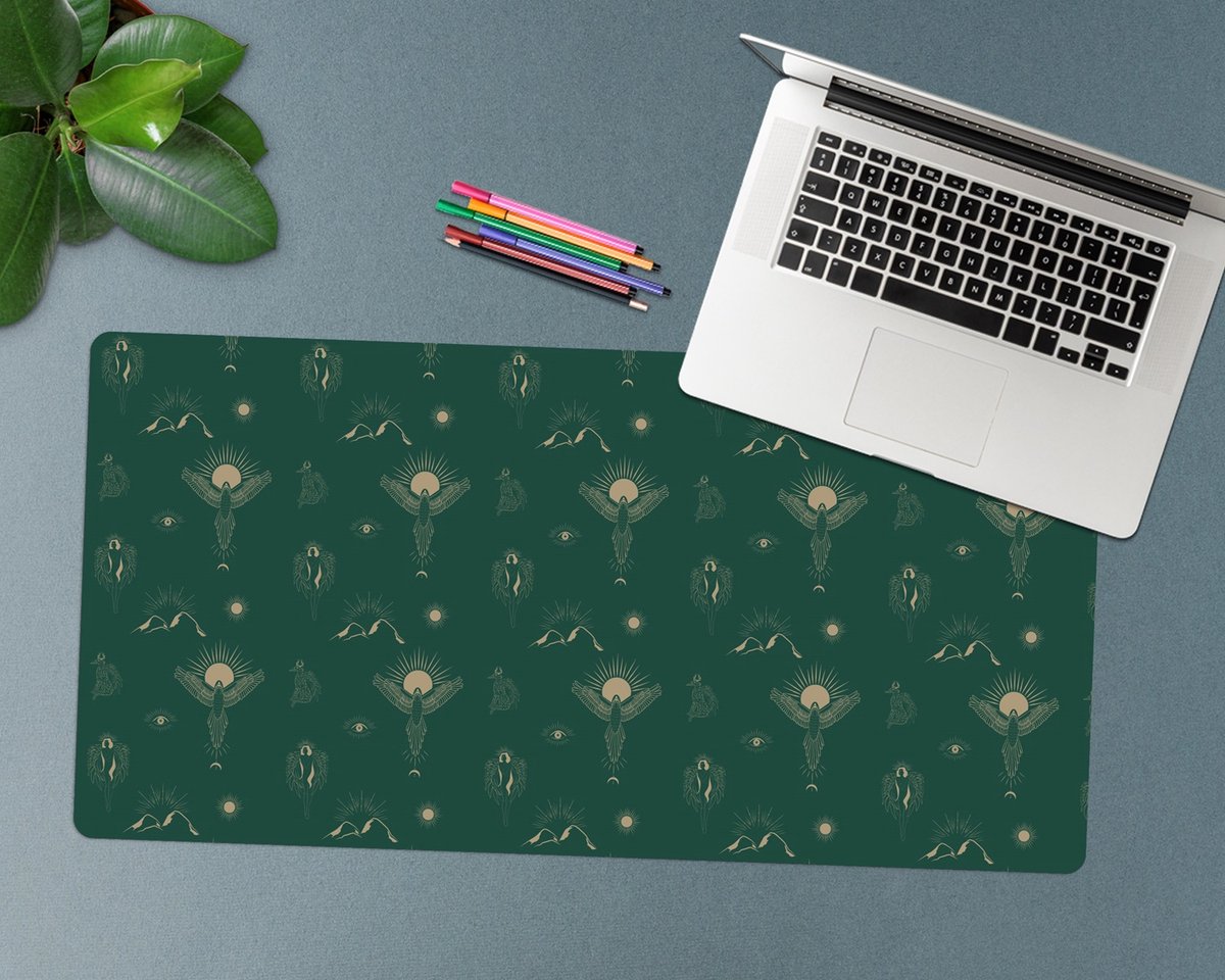Coloray Bureau Onderlegger - Mystiek esoterisch patroon Computer Mat - 90 cm x 45 cm - Groente Bureau Onderlegger - Bureau Pad - Bureau Mat - Bureaumat - Onderlegger Bureau