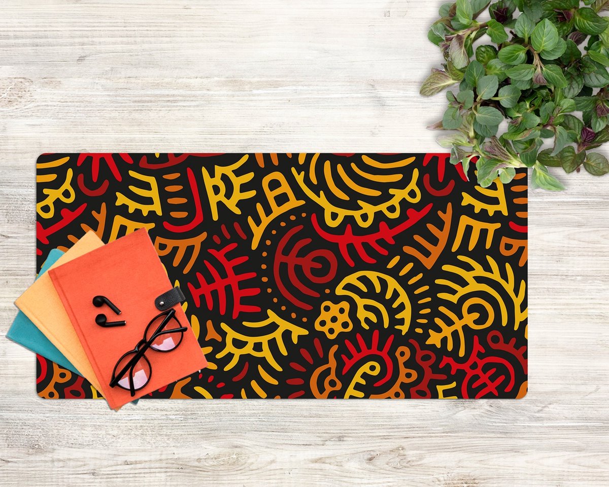 Coloray Bureau Onderlegger - Mexicaanse patronen Onderlegger Bureau - 90 cm x 45 cm - Veelkleurig Bureau Onderlegger - Bureau Onderlegger Groot - Bureau Onderlegger XXL - Computer Mat - Bureau Pad
