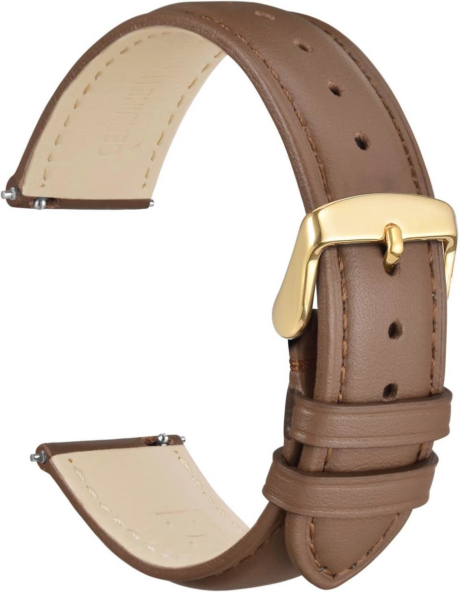 22mm Bloem Horlogeband voor Dames van Echt Leer met Snelsluiting en Gouden Gesp