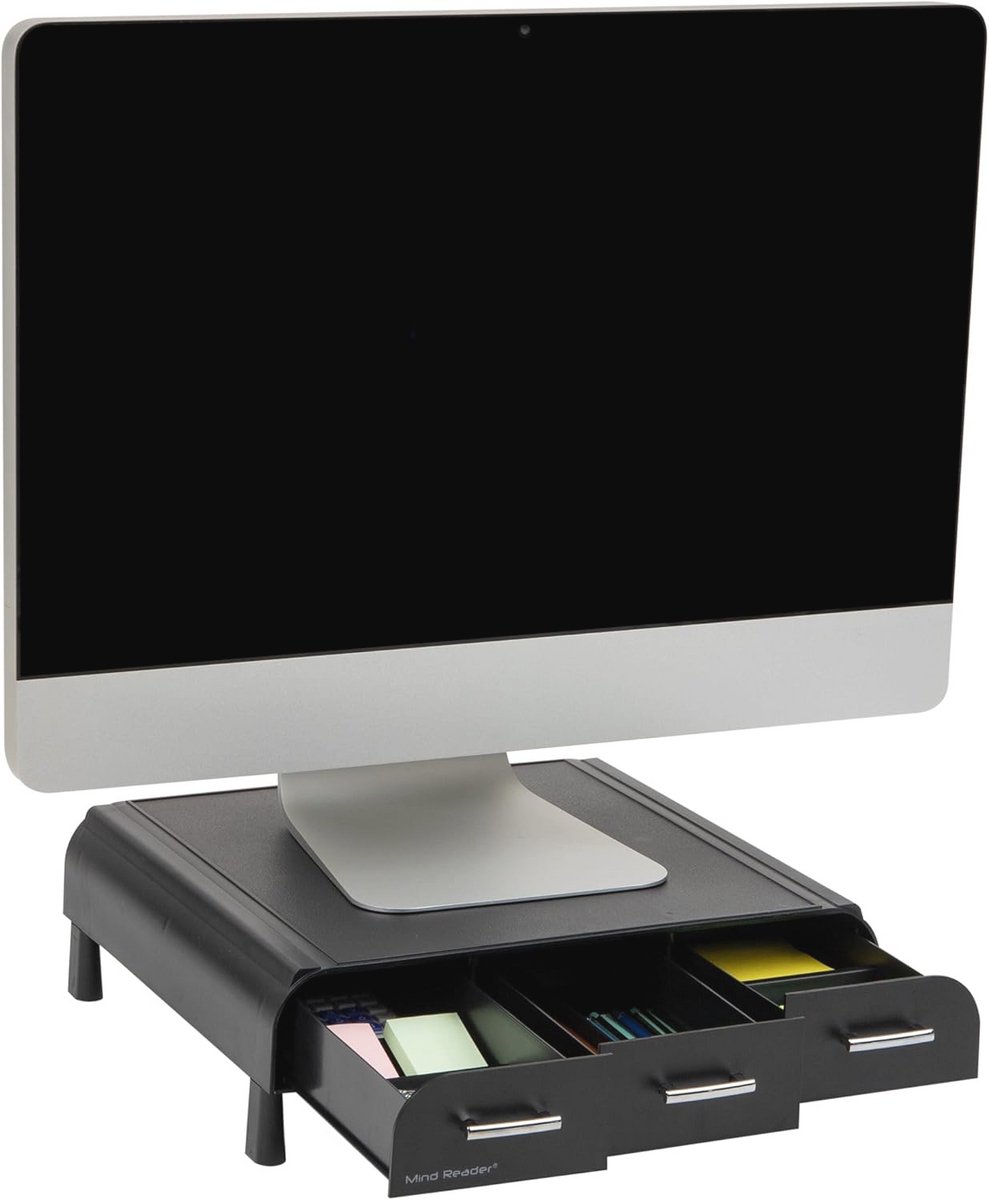 Multifunctionele Monitorverhoger en Bureau Organizer met 10 Vakken - Zwart