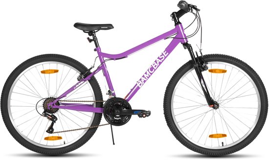 BAMCBASE Lilac Voorvering Mountainbike - 26 inch - Carbonstalen Frame - 18 Versnellingen - Handrem - V-Brake - Spatborden - Paars van Bamcbase — afbeelding 2