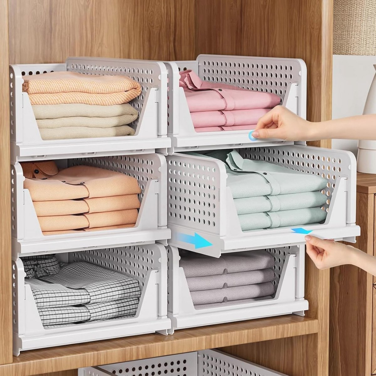 Kleding Organizer set van 5 - Stapelbare Opslagdozen voor Kasten, Lades en Meer