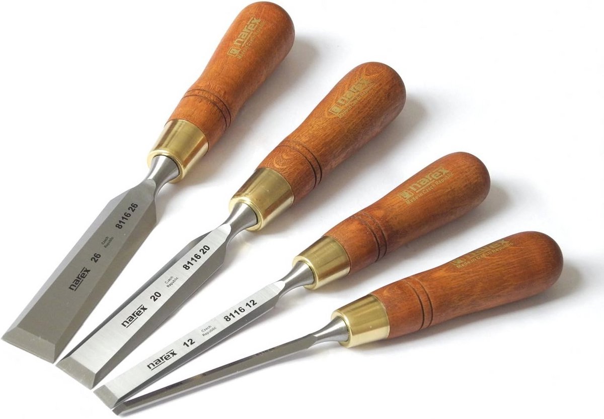 Premium Houtbewerkingsbeitels Set - 4-delige Set met Haagbeuken Handgrepen