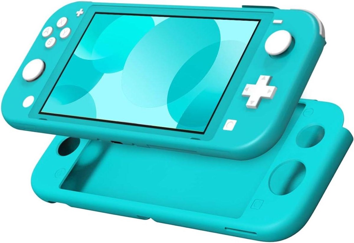 Zachte siliconen beschermhoes voor Switch Lite, antikras, schokbestendig, turkoois kleur.