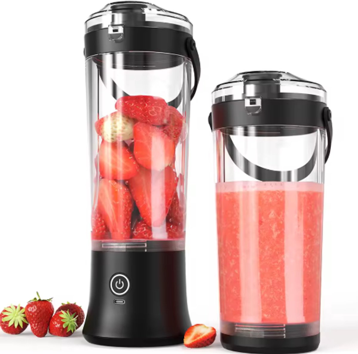 Draagbare elektrische blender en sapcentrifuge, 500 ml fruitblender, USB oplaadbare mini-blender, multifunctionele sapcentrifuge.