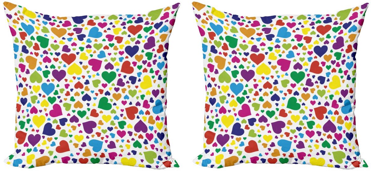 ABAKUHAUS Liefde Kussenhoes – 2x40x40 cm – Dubbelzijdige druk – Microvezel multicolor Mehrfarbig