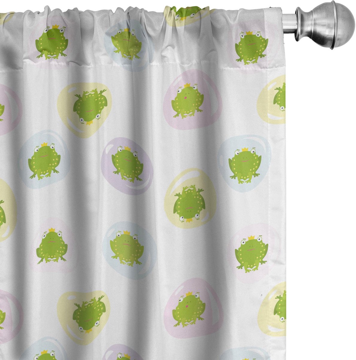 ABAKUHAUS Sprookjesgordijnen – Kikkerprins in Bubbels – 2x75x175 cm – Geelgroen