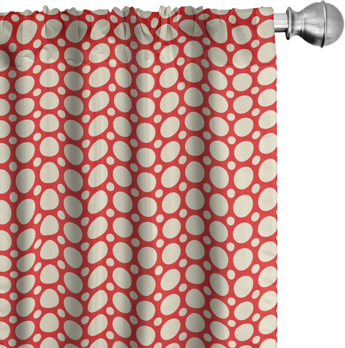 ABAKUHAUS Retro Voorhangen – 2x75x175 cm – microvezel, rood/creme