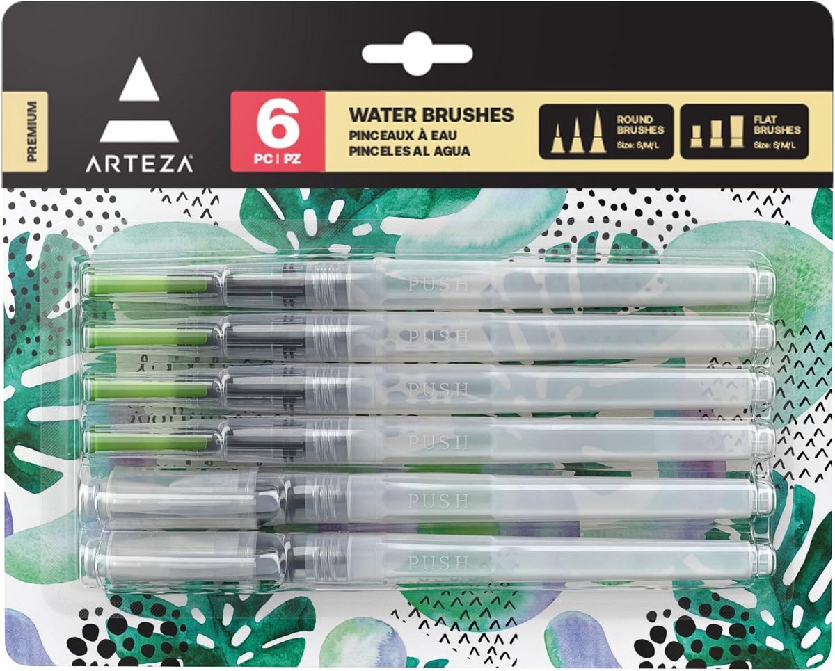 Waterkwast Set 3 Stuks: Fijn, Medium en Breed - Zelfbevochtigend voor Waterverf