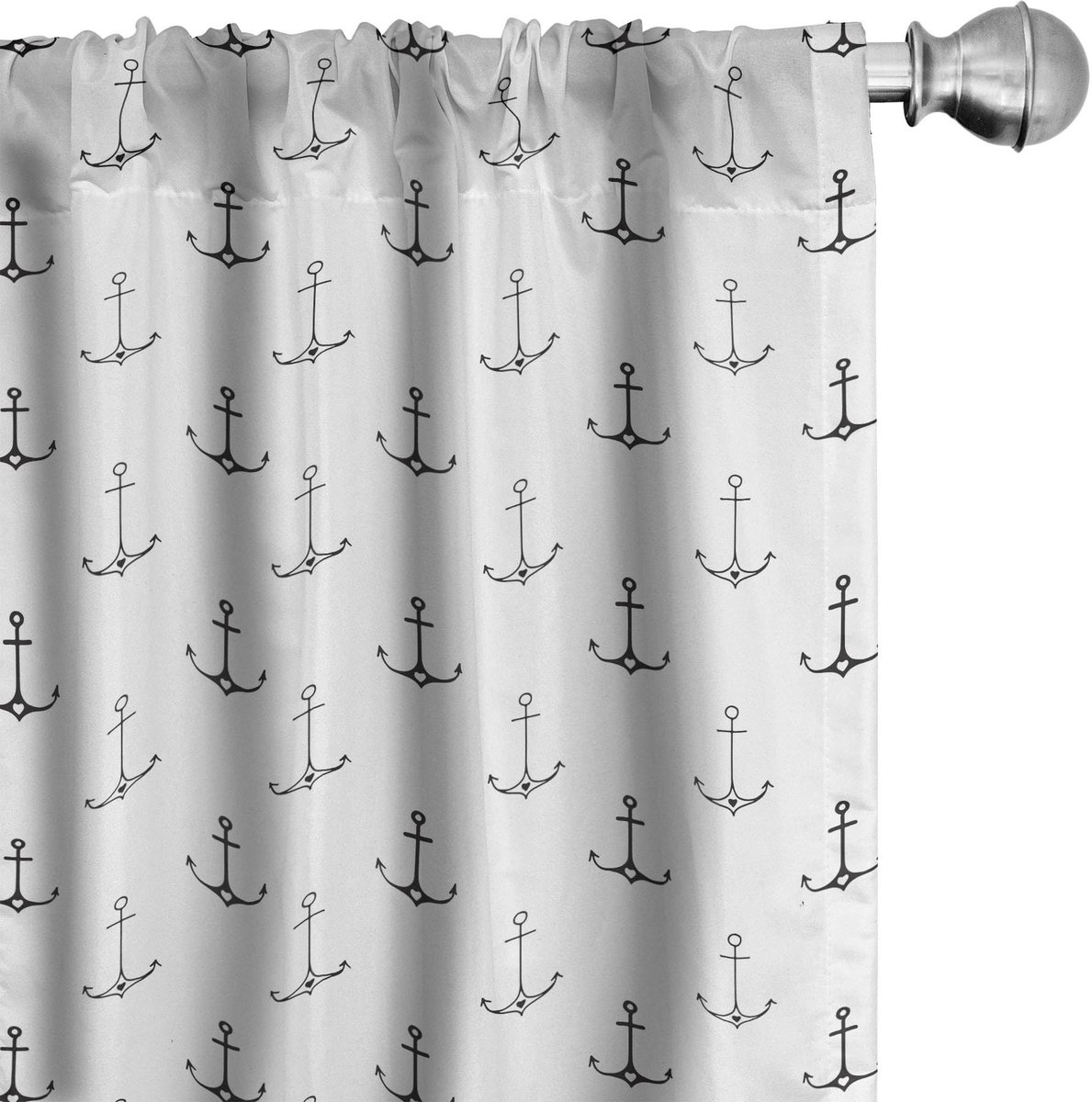 ABAKUHAUS Anker – Kleine Hartjes Gardijnen – 2x75×245 cm – Mikrofaser – Zwart-Wit