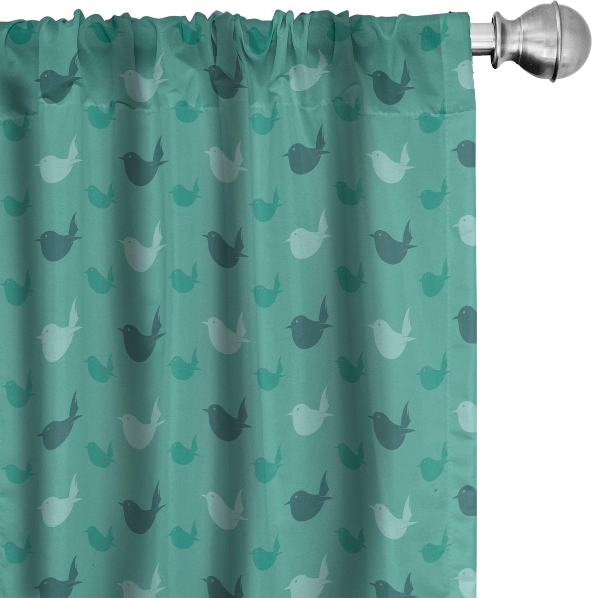 ABAKUHAUS Vogelgordijnen – Monochroom – 2x75x175 cm – Microvezel – Donker Seafoam Blauw Dunkel Seafoam Schiefer-Blau
