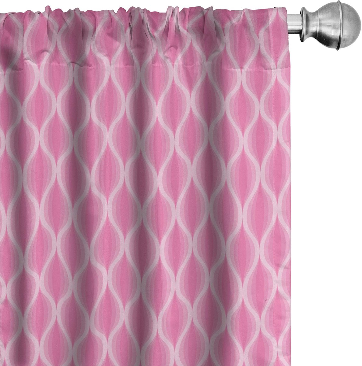 ABAKUHAUS Voorhangen – Roze en Wit Pastel Ogee – 2x75x175 cm – Halfdonker
