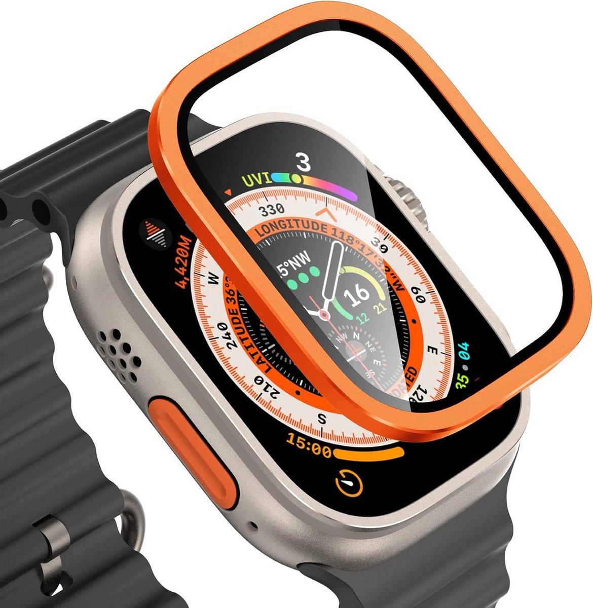 Gehard Glas Screenprotector voor Smartwatch met Aluminium Frame - 49mm