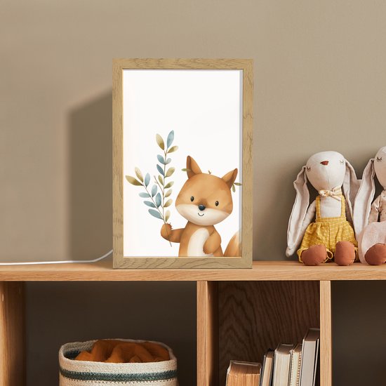 Nachtlampje 20x30 cm - Kinder lamp - Vos - Dier - Bosdieren - Tafellamp kinderkamer - Slaapkamer lamp - Bedlamp kinderen - Kinderlampje stopcontact - Wandlamp babykamer - Nachtlampjes van Merkloos — afbeelding 3