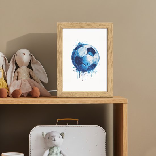 Nachtlampje 15x20 cm - Kinder lamp - Voetbal - Blauw - Inkt - Spatten - Tafellamp kinderkamer - Slaapkamer lamp - Bedlamp kinderen - Kinderlampje stopcontact - Wandlamp babykamer - Nachtlampjes van Merkloos — afbeelding 3