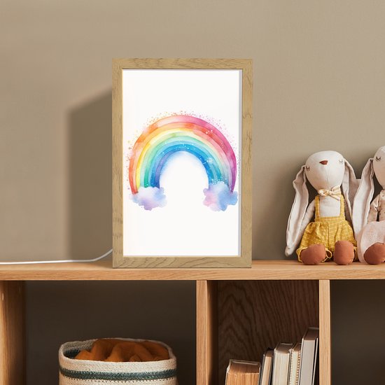 Nachtlampje 20x30 cm - Kinder lamp - Regenboog - Kinderen - Meisje - Tafellamp kinderkamer - Slaapkamer lamp - Bedlamp kinderen - Kinderlampje stopcontact - Wandlamp babykamer - Nachtlampjes van Smart{" "}Connect — afbeelding 3