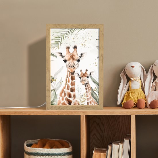 Nachtlampje 20x30 cm - Kinder lamp - Giraffe - Natuur - Kinderen - Dieren - Tafellamp kinderkamer - Slaapkamer lamp - Bedlamp kinderen - Kinderlampje stopcontact - Wandlamp babykamer - Nachtlampjes van Merkloos — afbeelding 3