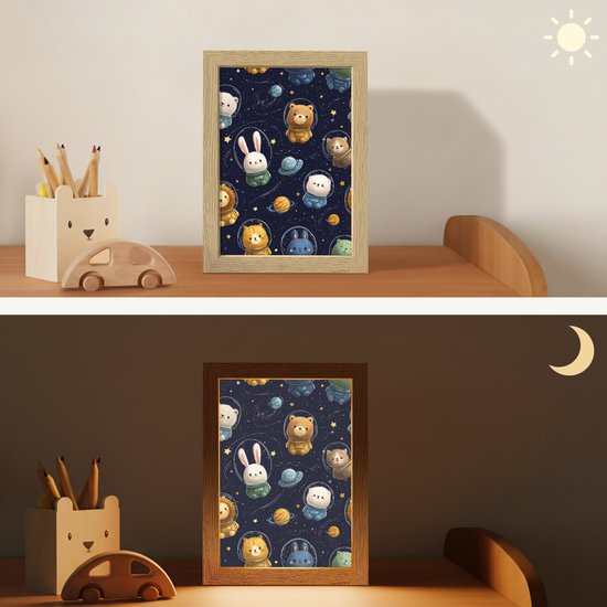 Nachtlampje 15x20 cm - Kinder lamp - Dieren - Sterrenhemel - Ruimte - Tafellamp kinderkamer - Slaapkamer lamp - Bedlamp kinderen - Kinderlampje stopcontact - Wandlamp babykamer - Nachtlampjes van Merkloos — afbeelding 4