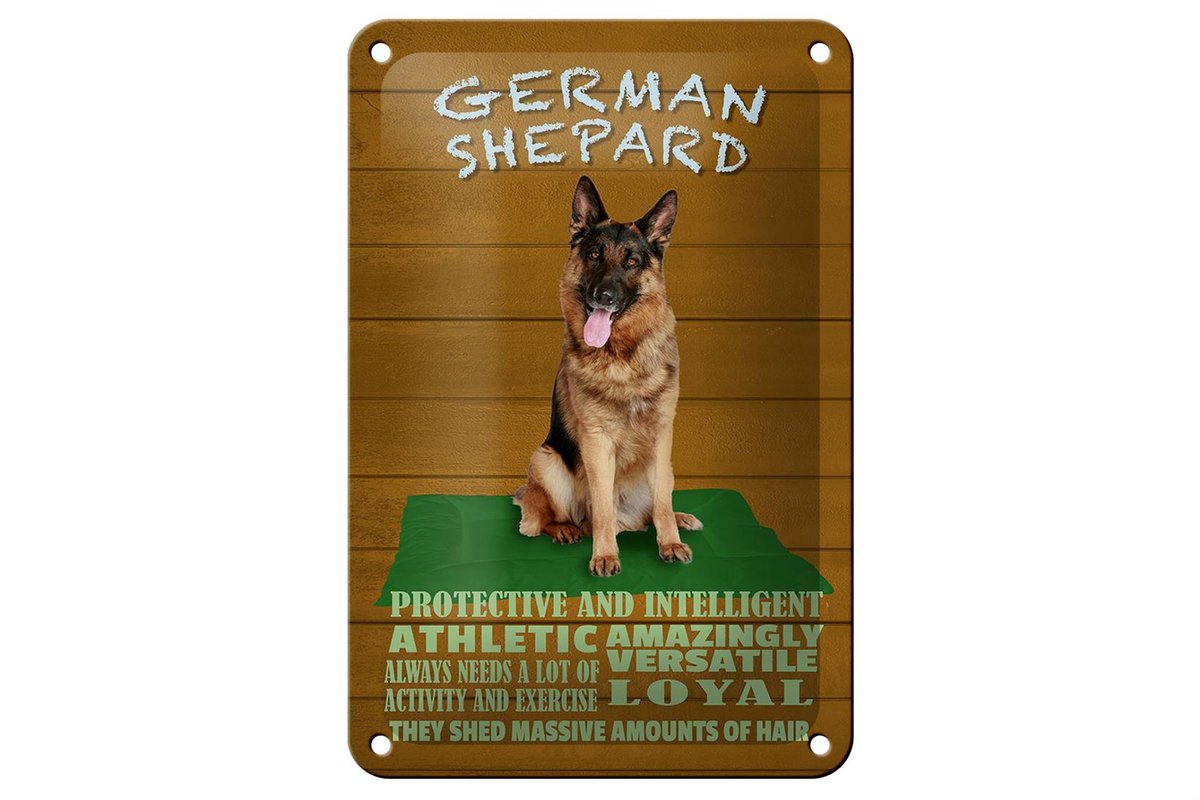 Blechschild Spruch 12x18cm German Shepard Hund athletic
