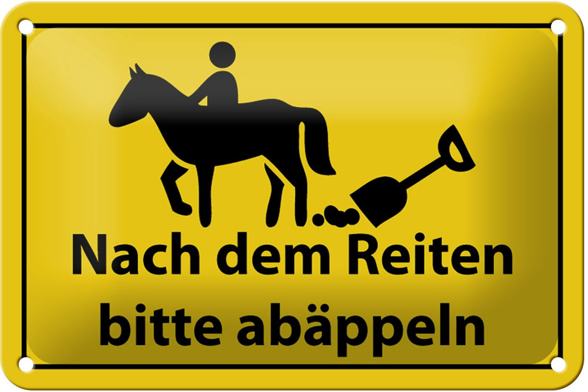 Blechschild Hinweis 18x12cm Nach Reiten bitte abäppeln