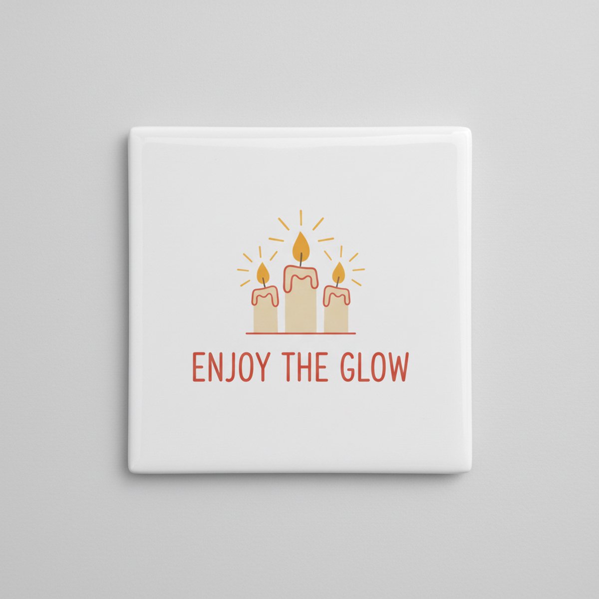 “Enjoy the Glow” Decoratieve Kaarsentegel – Gezellige Woon- & Cadeaudecoratie – Keramische