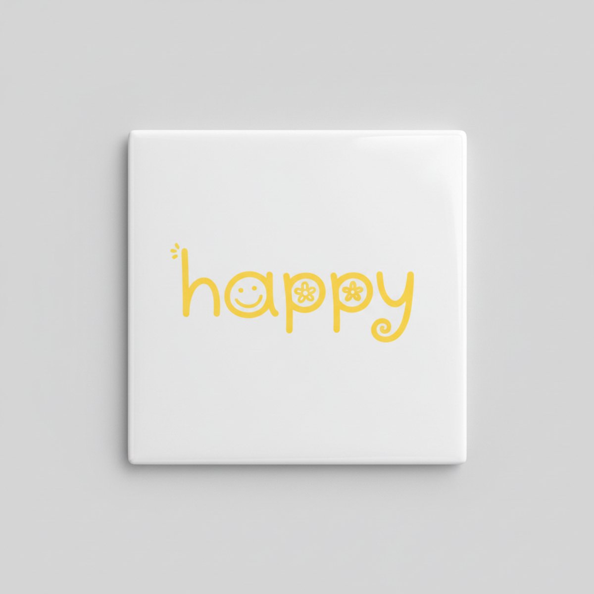 Nevolis Happy Tegel 15×15 cm – Minimalistisch Geel Smiley Design Keramische Wandtegel – Positief Aesthetic Home Decor Cadeau Multi Color