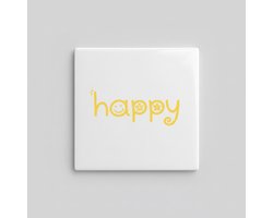Happy Tegel 15×15 cm – Minimalistisch Geel Smiley Design Keramische Wandtegel – Positief Aesthetic Home Decor Cadeau