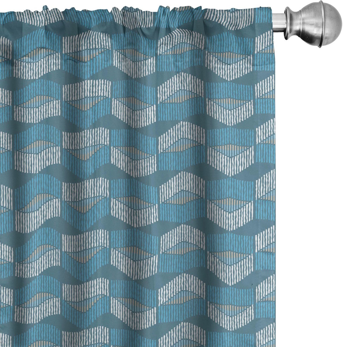 ABAKUHAUS Ikat-Art – Gordijnen 2x75x225 cm – Microvezel Blauw Taupe Wit