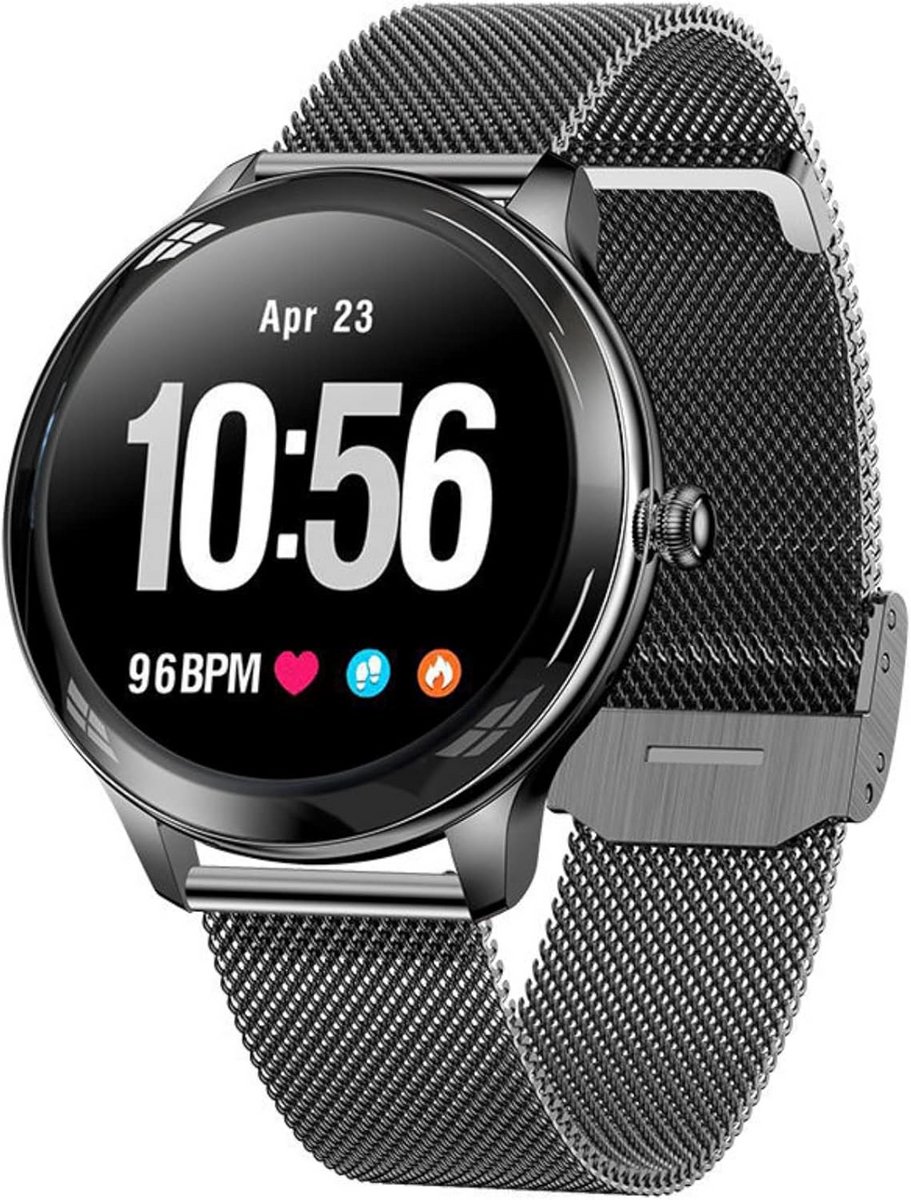 Smartwatch voor Dames met Bellen, Notificaties en 7 Dagen Batterij - Zwarte Milanese Band