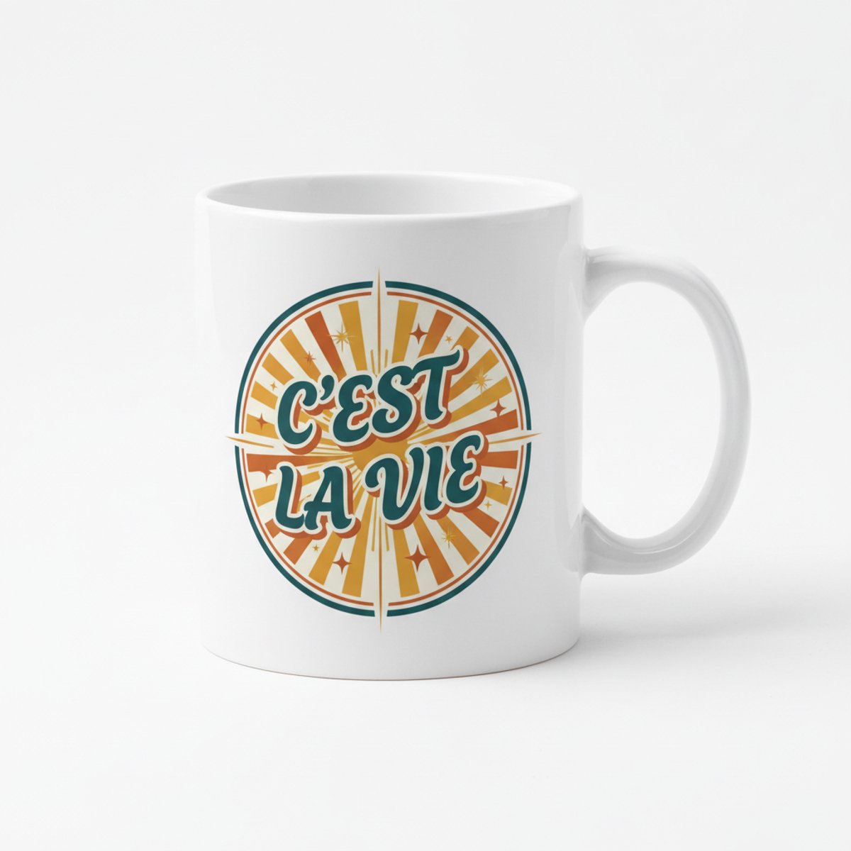 C’est La Vie Koffiemok 330 ml – Retro Inspirerende Tekst Keramische Mok