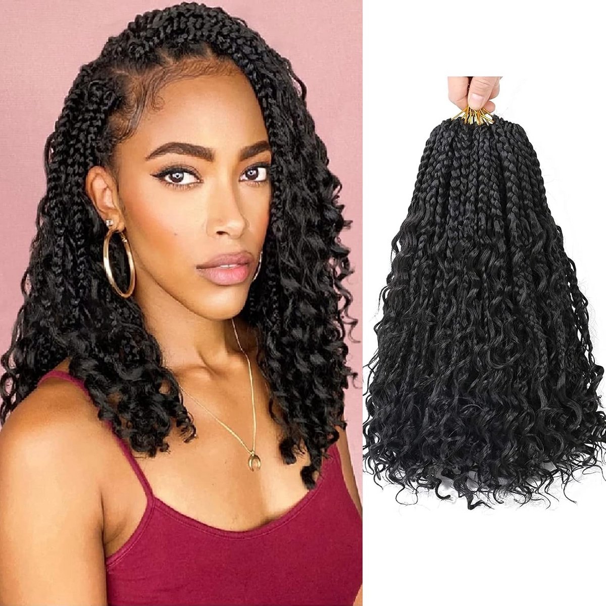 Goddess Box Braids Crochet Vlechten 14 Inch Haarverlenging Synthetisch voor Dames