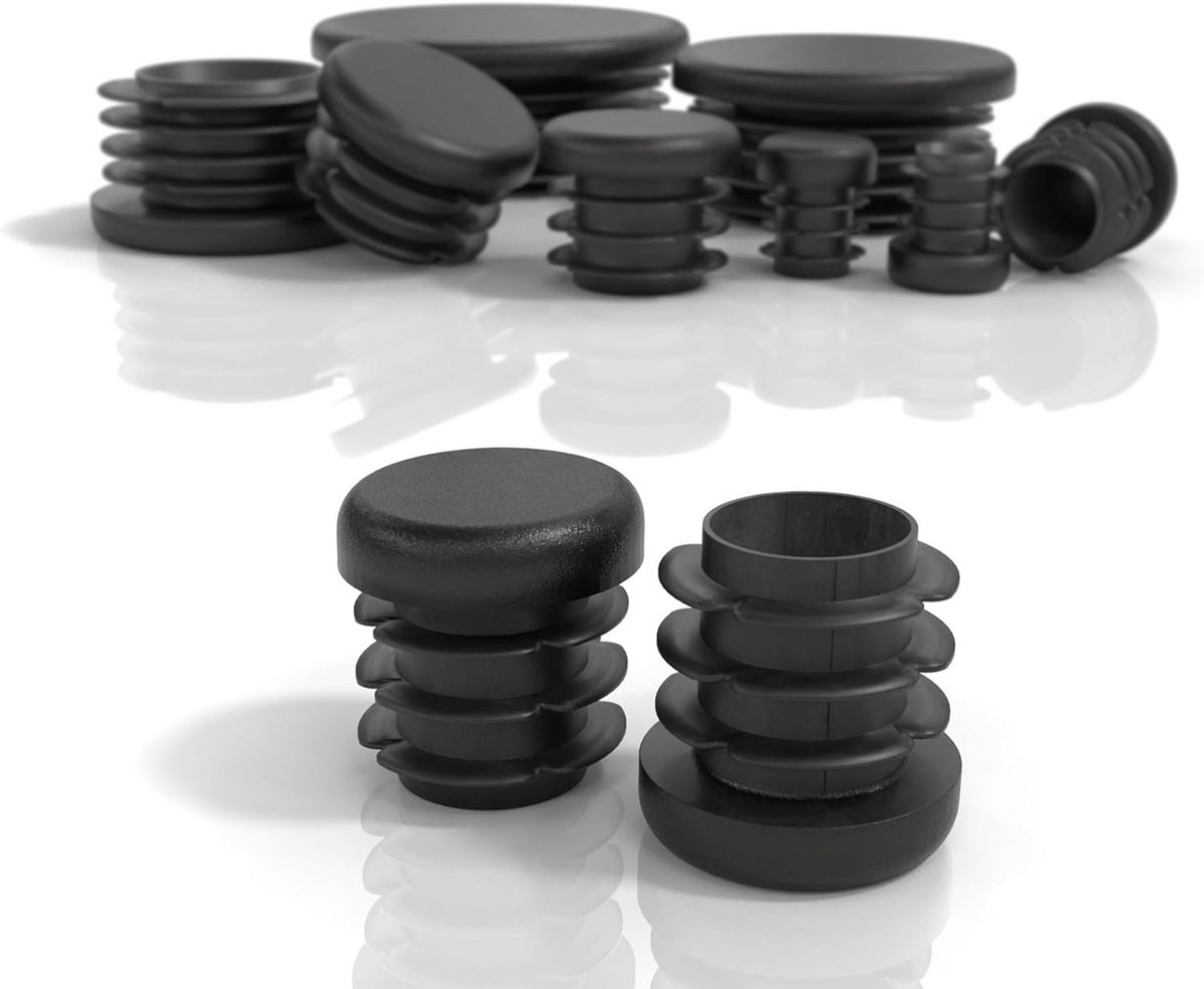 Lamellenpluggen rond - Buispluggen afsluitdoppen - Meubels afwerken - UV-bestendig polyethyleen - 18 mm - Zwart